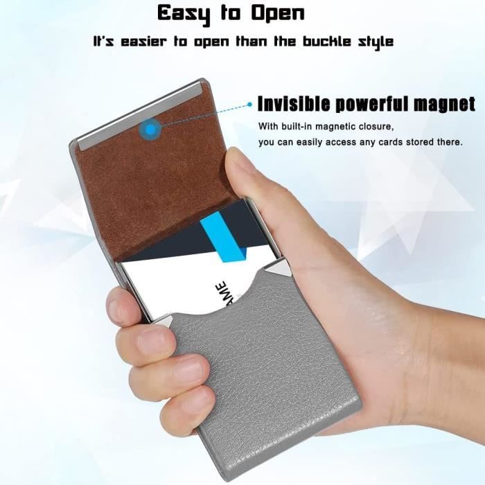 Porte-cartes De Visite Professionnel En Acier Inoxydable Et Cuir – Fermeture Magnétique, Compact Et élégant - 4
