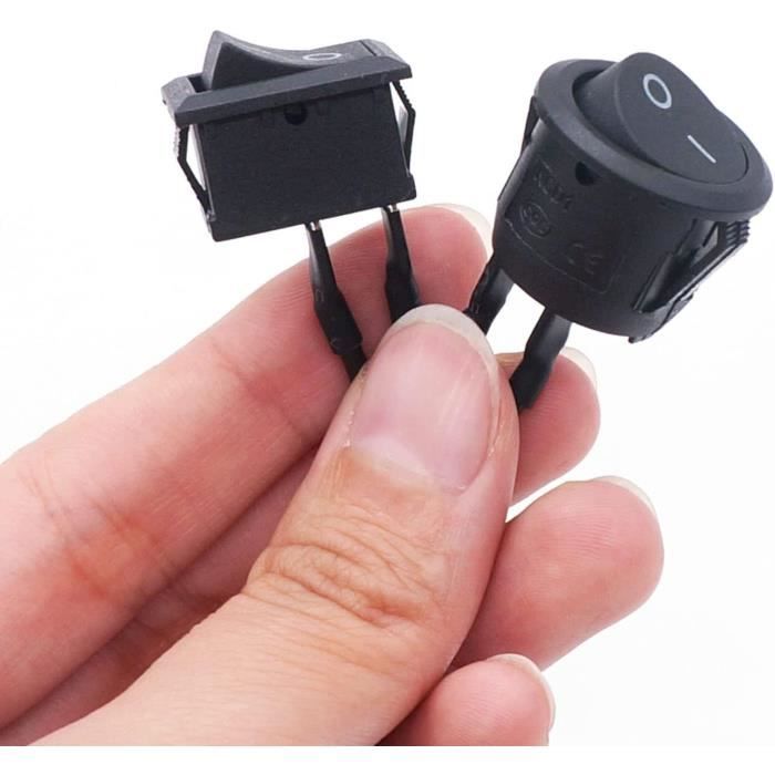 Kyrio Interruttori Bilanciere Rotondi 12 Pezzi - 2 Poli, Per Auto, Barche, Lampade, 6A/250V