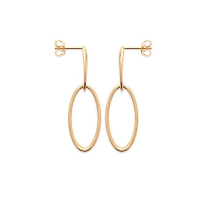 Boucles d'Oreilles Or 18 Carats 750 Jaune - Motif Infini / Infinity L