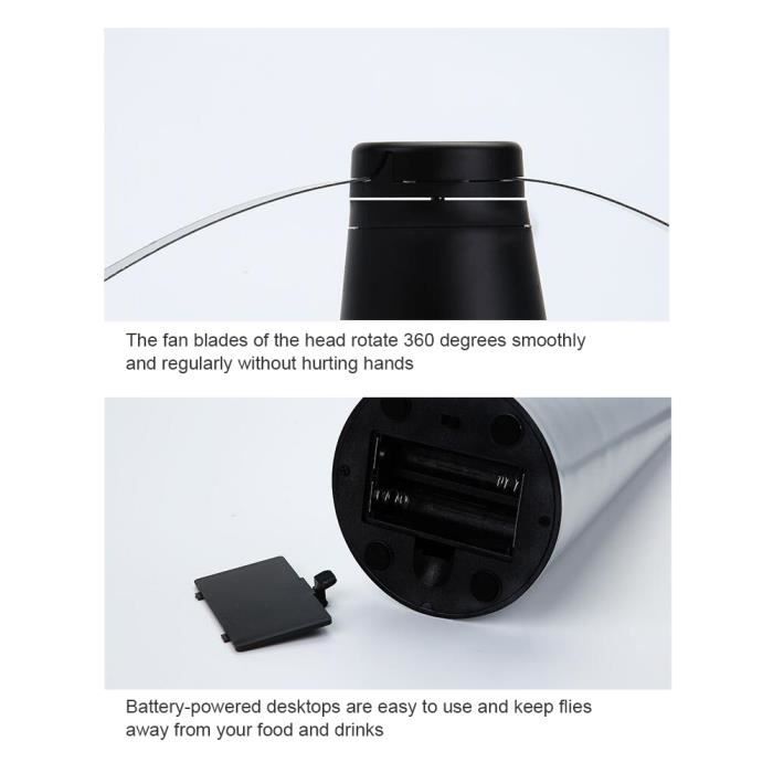 Ventilateur Anti-mouches 2 Pièces - Répulsif Sans Produits Chimiques Pour Table Intérieur/extérieur - Pales Souples, Alimentation Piles AA Ou USB