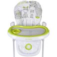 Lux Chaise Haute Pliable pour Bebé Enfant Unisexe 6-36 Mois Réglable à 6 Hauteurs Blanc Vert avec Animaux Dossier Réglables-3