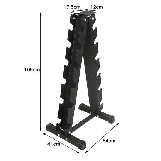 Support Haltères TomCare 4 Niveaux – Pour Poids 1-15 Lb – Noir – Acier Allié