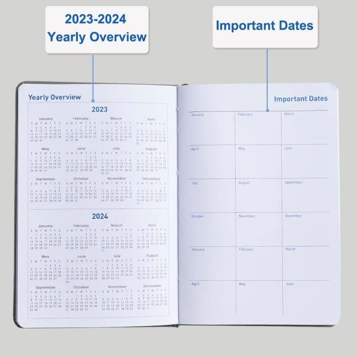 Agenda académique 2023-2024 – Agenda semainier A5 de janvier 2023 à juin  2024, planificateur hebdomadaire avec couverture en si[193] - Cdiscount  Beaux-Arts et Loisirs créatifs