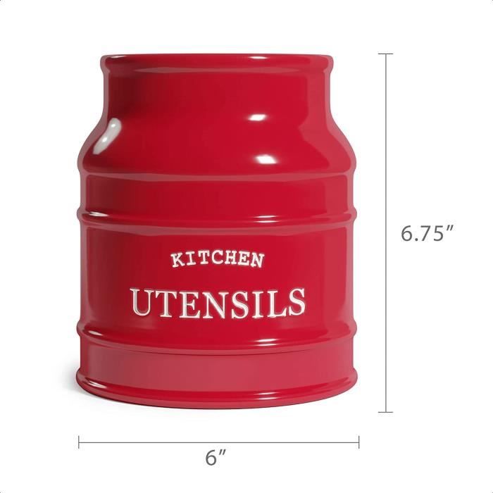 Dowbom Porte-ustensiles De Cuisine Pour Comptoir, Pot à Ustensiles De Cuisine En Céramique, Porte-couverts, Porte-baguettes Pour Cuisine (orange, 10,2 Cm