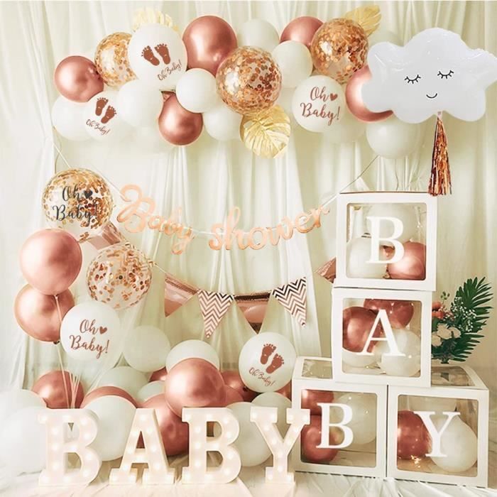 Decoration De Fete - Limics24 - Shower Fille Ballon Baby Mixte Or Rose  Blanc Mummy To Be Echarpe Banderole Oh Cake - Cdiscount Maison