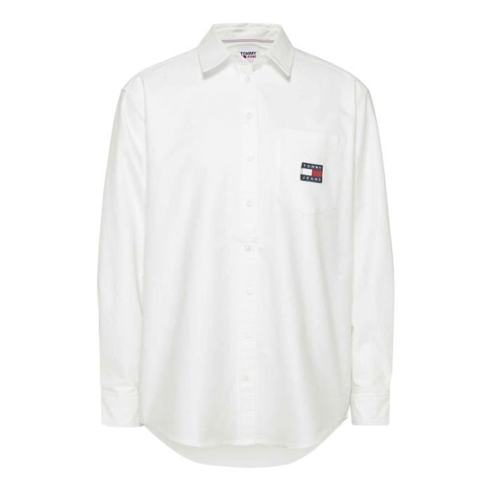 Chemise Tommy Jeans Badge Boyfriend pour Femme TOMMY JEANS Manches longues Col chemise