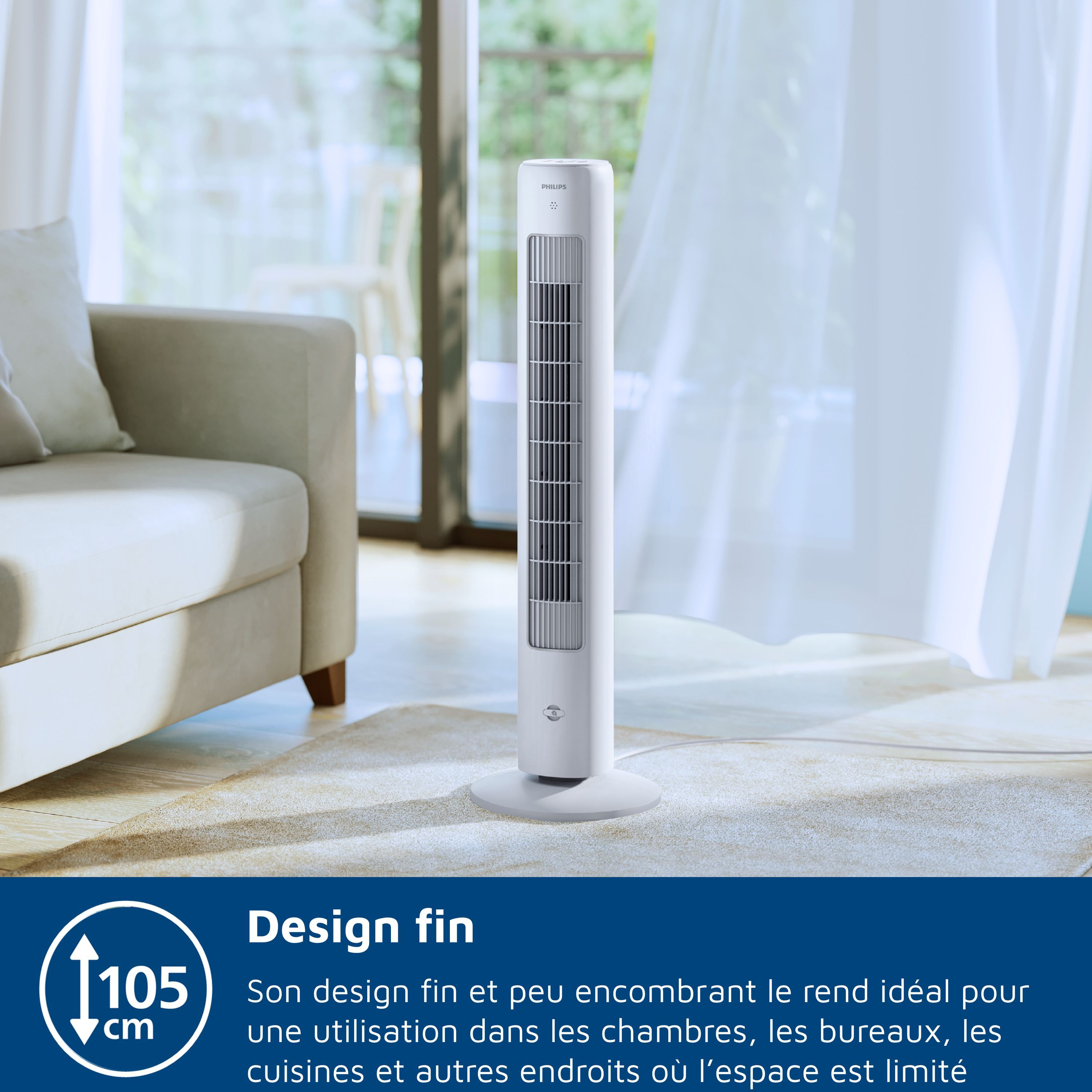 Philips 5000 Serisi CX5535/00 Beyaz Kule Tipi Fanlı Vantilatör Philips Küçük Ev