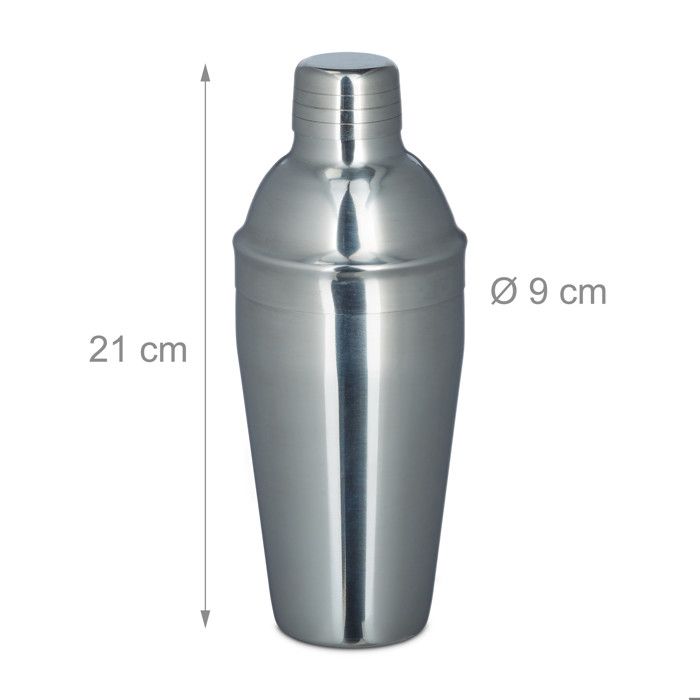 Relaxdays Set Da Cocktail Professionale 6 Accessori In Acciaio Inox Con Fiaschetta 1,8L