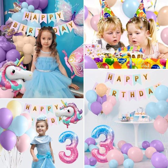 Deco Anniversaire 3 Ans Decoration Anniversaire Licorne Fille,3 Ballon