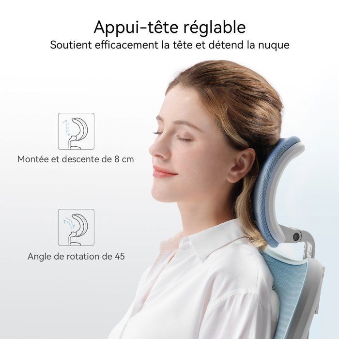 Chaise De Bureau Ergonomique Avec Appuie-Tête Réglable, Accoudoirs Chaise De Bureau Ergonomique Avec Appuie-Tête Réglable, Accoudoirs