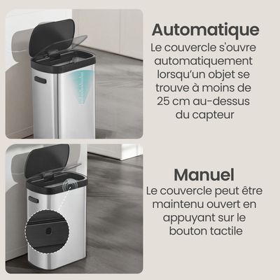 Poubelle Automatique à Capteur - 16 L - Poubelle Carrée Avec Couvercle Et Seau Intrieur Pour Cuisine Et Salle De Bain 53433537 Poubelle Automatique à Capteur - 16 L - Poubelle Carrée Avec Couvercle Et Seau Intrieur Pour Cuisine Et Salle De Bain 53433537