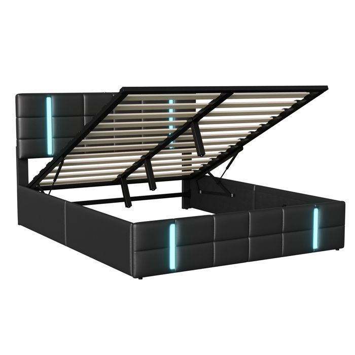 Lit adulte, avec éclairage LED et station de recharge USB, structure