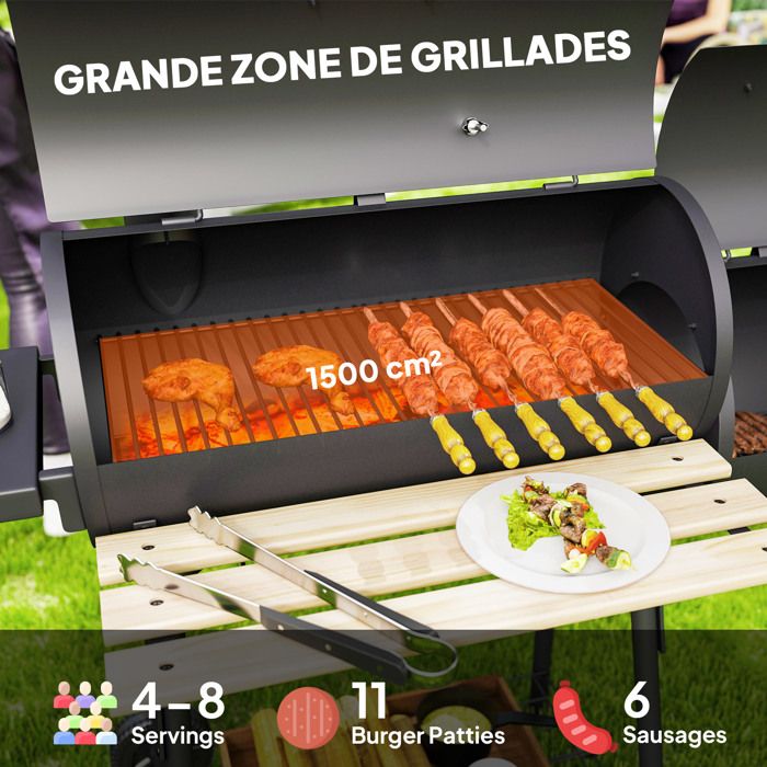 Barbecue Fumoir à Double Couche Pour Barbecue à Charbon De Bois - Barbecue Fumé Multifonction