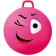 Gros Ballon sauteur Hop 65 cm visage clin d'oeil rose - Grand format XXL - Avec poignee - Gym enfant 8 ans et plus - 80 Kg max-0