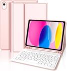 100% PEAKPOWER Clavier et Étui 2 en 1 - AZERTY - iPad 10ème Génération 2022 - Bluetooth - Rose - Protection Complète