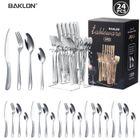 BAKLON Ensemble de couverts - Inox - 24 pièces - Service pour 6 personnes - Compatible lave-vaisselle - Poli miroir