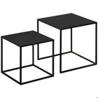 Tables basses gigognes carrées design contemporain encastrable acier noir 40x40x40cm - HOMCOM