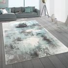 Paco Home Tapis De Salon Poil Ras Tapis Vintage Motif Abstrait Moderne Gris Turquoise 160x230 cm
