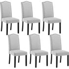 WOLTU Chaises Salle à Manger en Lin - Lot de 6 - Chaise Salon Rembourré - Dossier Haut - Gris Clair W0ATT0128-6