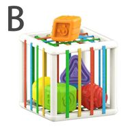 Blocs de forme géométrique Montessori pour bébés,boîte de Cube,jeu éducatif de cognition des couleurs,motricité - B[A84632464]