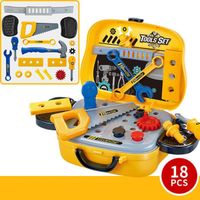 18 pcs - Kit de boîte à outils en plastique pour enfants, Jouets de simulation, Outils de réparation, Perceus