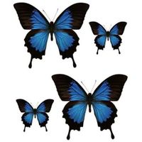 Set 4X Autocollant Sticker Papillon logo 28 déco Voiture Moto Deco Papillon Bleu Noir frigo