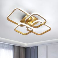 Glamaris Plafonnier LED Or moderne 60W,  58 * 46 * 13 CM, Luminaire Blanc froid 6000K, 4 carrés pour salon chambre bureau