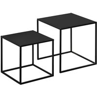 Tables basses gigognes carrées design contemporain encastrable acier noir 40x40x40cm - HOMCOM