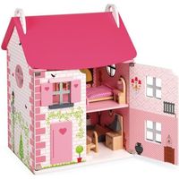 Maison de poupées Mademoiselle - JANOD - Bois - 3 étages - Accessoires en bois