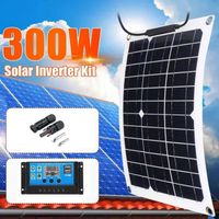 Kit Panneau Solaire 300W 18V Portable Monocristallin Avec régulateur de charge solaire-60A -pour batteries 12V, camping-car, bateau
