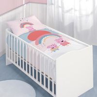 Parure de lit bébé imprimée 100% coton, PEPPA PIG RAINBOW. Taille : 100x135