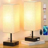 Lampe De Chevet Tactile Lot De 2 - 3 Températures De Couleur + Dimmable + 2 Ports USB - Abat-jour Lin - Pour Chambre, Bureau, Salon