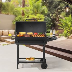 CHARIOT - SUPPORT Chariot de barbecue au charbon de bois Armento 95 x 108 x 61 cm noir casa.pro