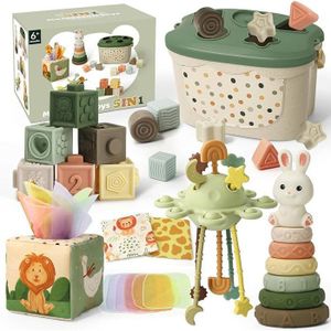 Boîte à Mouchoirs Sensorielle Montessori – Parcours Motricité Bébé – Dès 3 Mois – Cadeau Naissance – 6 Feuilles + Miroir