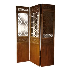 Paravent Pliable à 6 Panneaux En Bois Style Chinois - Séparateur De Pièce Décoratif, Dimensions Déplié 48x24 Cm - 14