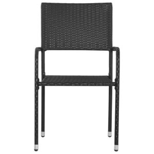 Ensemble table et chaise de jardin Chaises de salle à manger d'extérieur en résine tressée noir - OLL - HB014