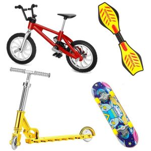 FINGER SKATE - BIKE  Mini Vélos, 4 Pièces Planches À roulettes de Doigt Kit Finger Skateboard Bicyclette des Doigts Mouvement Jouets Jeux