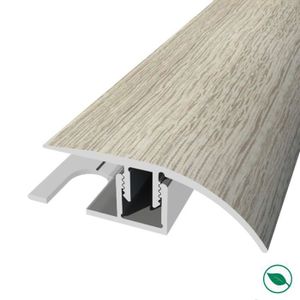 PARQUET - STRATIFIÉ barre de seuil + base différence niveau aluminium coloris (73) Chêne blanc gris Long 90 cm larg 3,9cm FORESTEA Dimensions : 900 mm