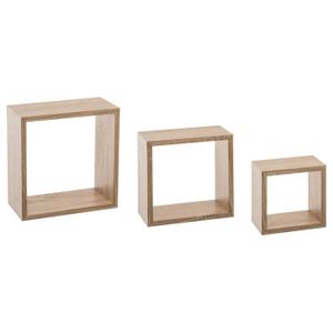 3 petites étagères murales "Fixy" cube effet chêne - 5 five simply smart