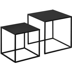 TABLE BASSE Tables basses gigognes carrées design contemporain encastrable acier noir 40x40x40cm - HOMCOM