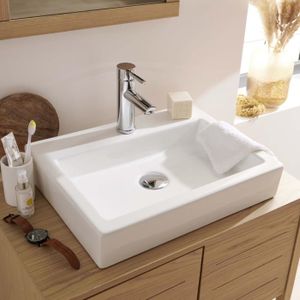 LAVABO - VASQUE Vasque salle de bain à poser en céramique blanche 