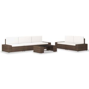 Salon bas de jardin Salon de jardin en résine tressée Marron - VIDAXL - 6 pcs - Conception modulaire - Extérieur