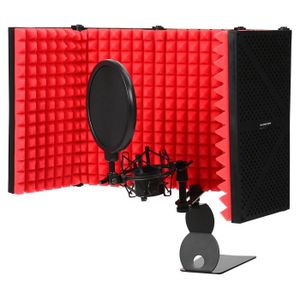 Bouclier d'isolation de microphone avec support, pare-brise sonore à 3  panneaux pour diffusion statique