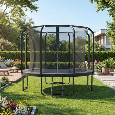 Trampoline HOMCOM Avec Filet De Sécurité - 305 Cm - Jusqu'à 113 Kg - Pour Enfant Et Adulte - Utilisation Intérieur/extérieur