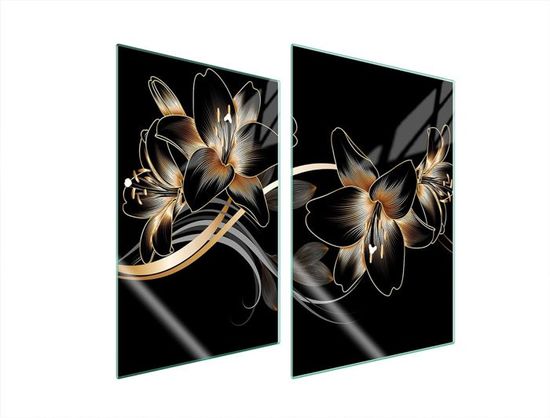 DarHaus Plaque De Protection En Verre Trempé Pour Plaque De Cuisson - 2x30x52cm, Motif Gerberas Bois - Multifonction : Planche à Découper, Plateau De Service - 4