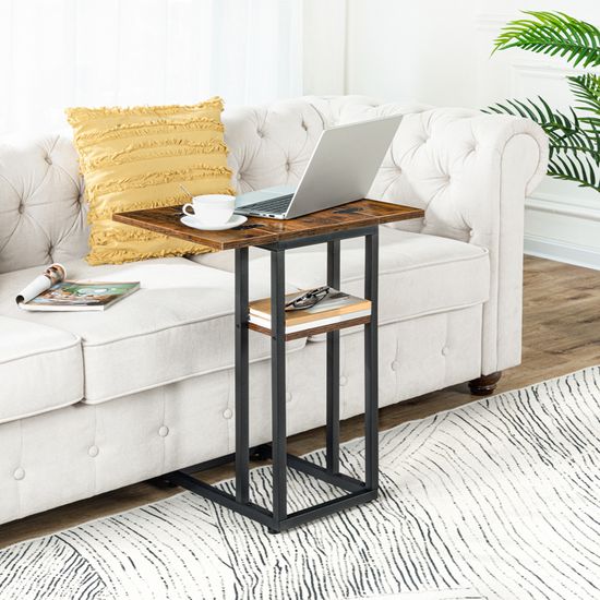 APICIZON Table d'Appoint, Petite Table Basse Bois, Bout de Canapé, Petite Table pour Canapé, Style Scandinave, Table Ronde pour Salon, Chambre, Balcon, 38 x 38 x 45cm, Noir/Noir