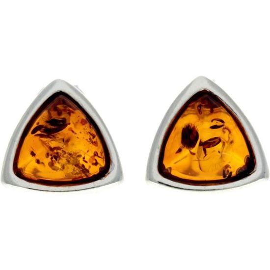 Orecchini In Ambra Baltica E Argento 925 – Colore Cognac Naturale, Ovali – Gioielli In Pietra Preziosa Per Donna