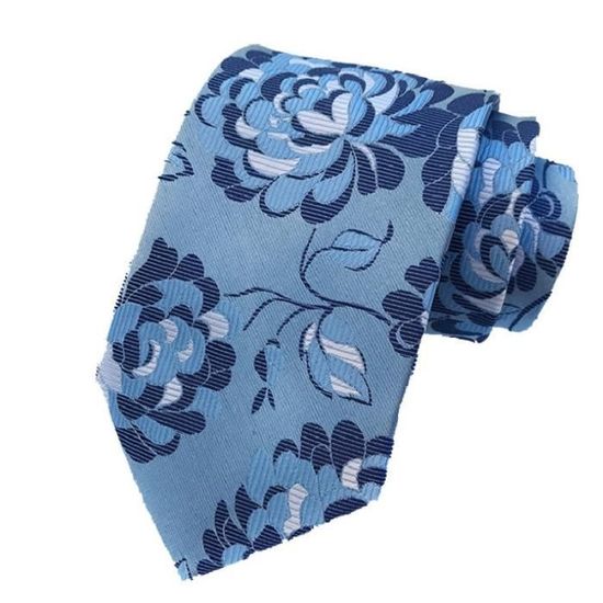 CRAVATE Homme - Cravate business jacquard fleurie style 7 - bleu FZ™