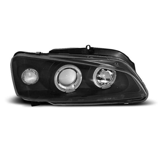 Phares Avant Complets Pour Peugeot 206 (2002-2006) - Kit Angel Eyes Noir, Côté Gauche Et Droit