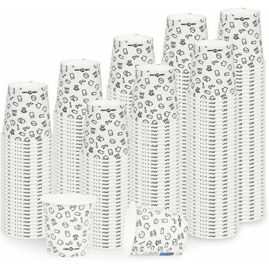 Tasses à Glace en Papier MATICAN - Lot de 50 Tasses Jetables de 9 Oz pour Desserts Chauds ou Froids, Rayures Pastel